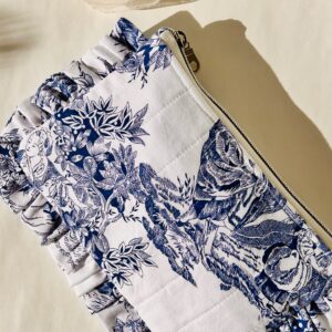 Pochette à Volant Toile de Jouy bleu – Image 4