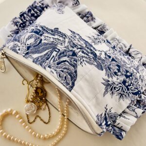 Pochette à Volant Toile de Jouy bleu – Image 3